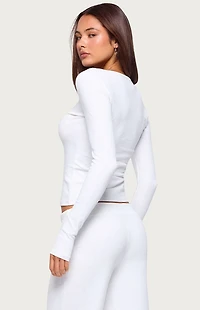 Edikted Flossy Ribbed Long Sleeve T-Shirt