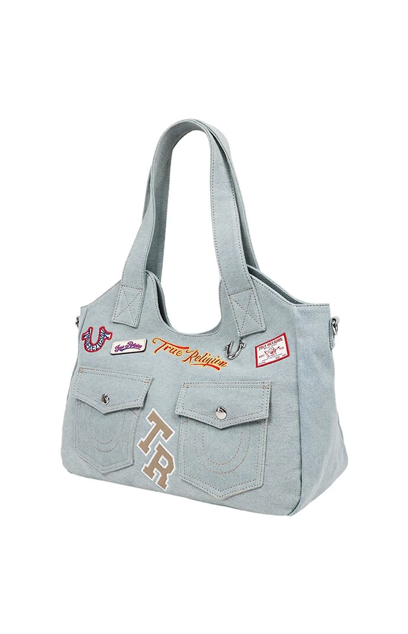 True Religion Agusto Multi Patch Soft Tote Bag