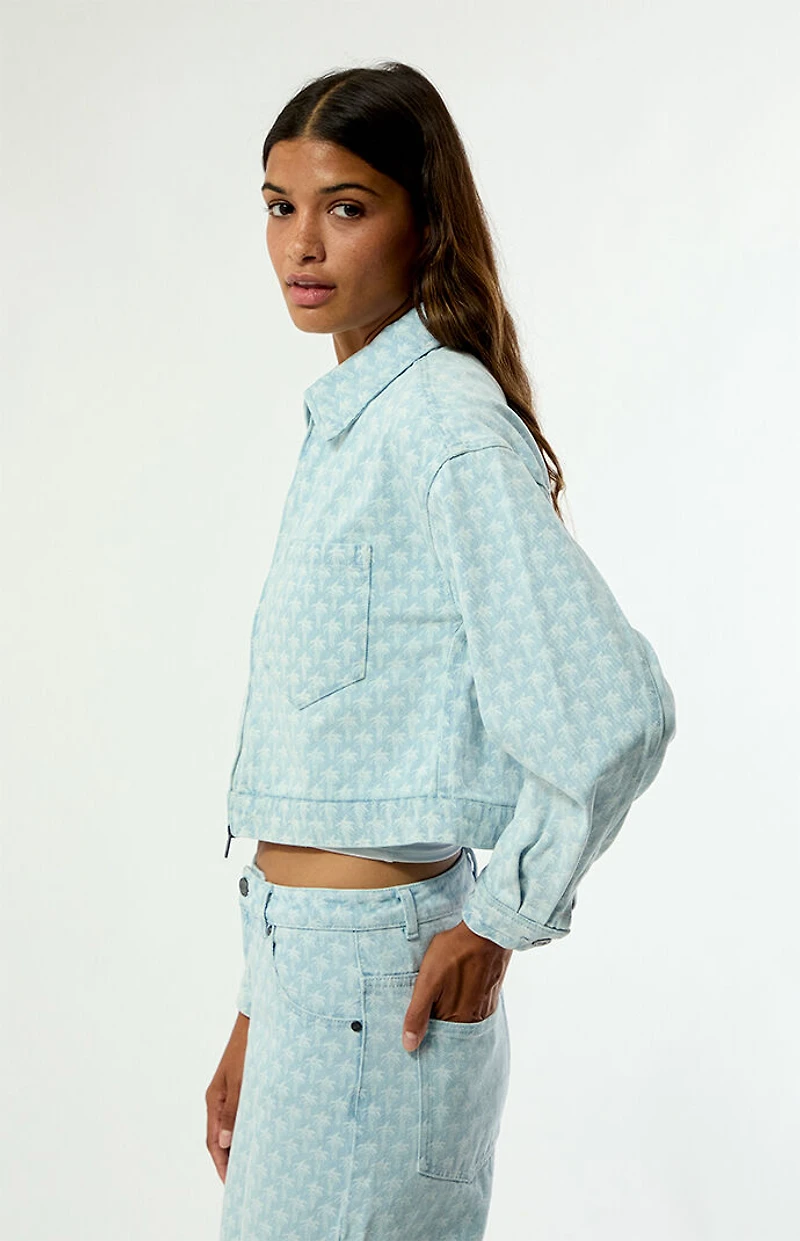 PLAY PALM ANGELS 2-Way Zip Cropped Jean Jacket