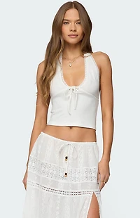 Edikted Greer Tie Front Halter Top