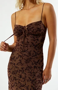 Your Favorite Hazel Burnout Velvet Floral Midi Dress