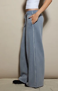 Pacsun Blue Contrast Piping Ultra Soft Fleece Baggy Sweatpants