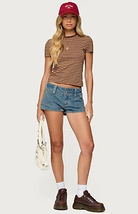 Edikted Keinan Low Rise Denim Shorts
