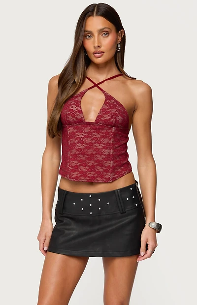 Edikted Tyra Crisscross Lace Boned Top