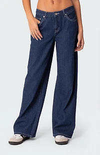 Edikted Pinstripe Low Rise Jeans