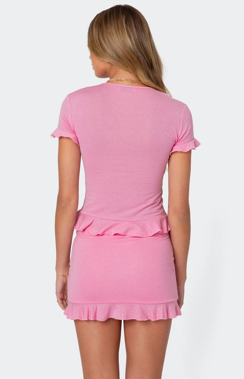 Edikted Loullie Split Front Ruffled Top