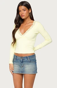 Edikted Aima Lace V-Neck Top