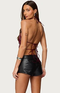 Edikted Embroidered Bead & Sequin Halter Top