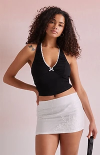 Beverly and Beck Embroidered Micro Mini Skirt