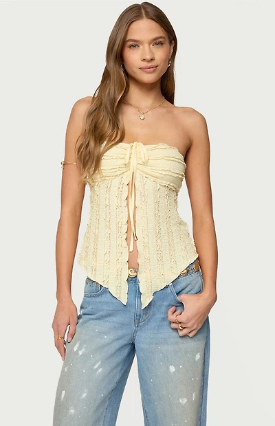 Edikted Textured Ruffle Split Front Top