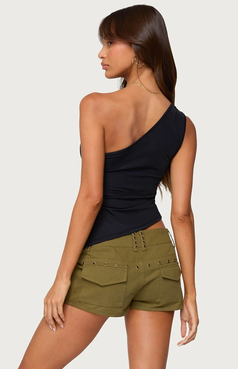 Edikted Knotted One Shoulder Asymmetric Top