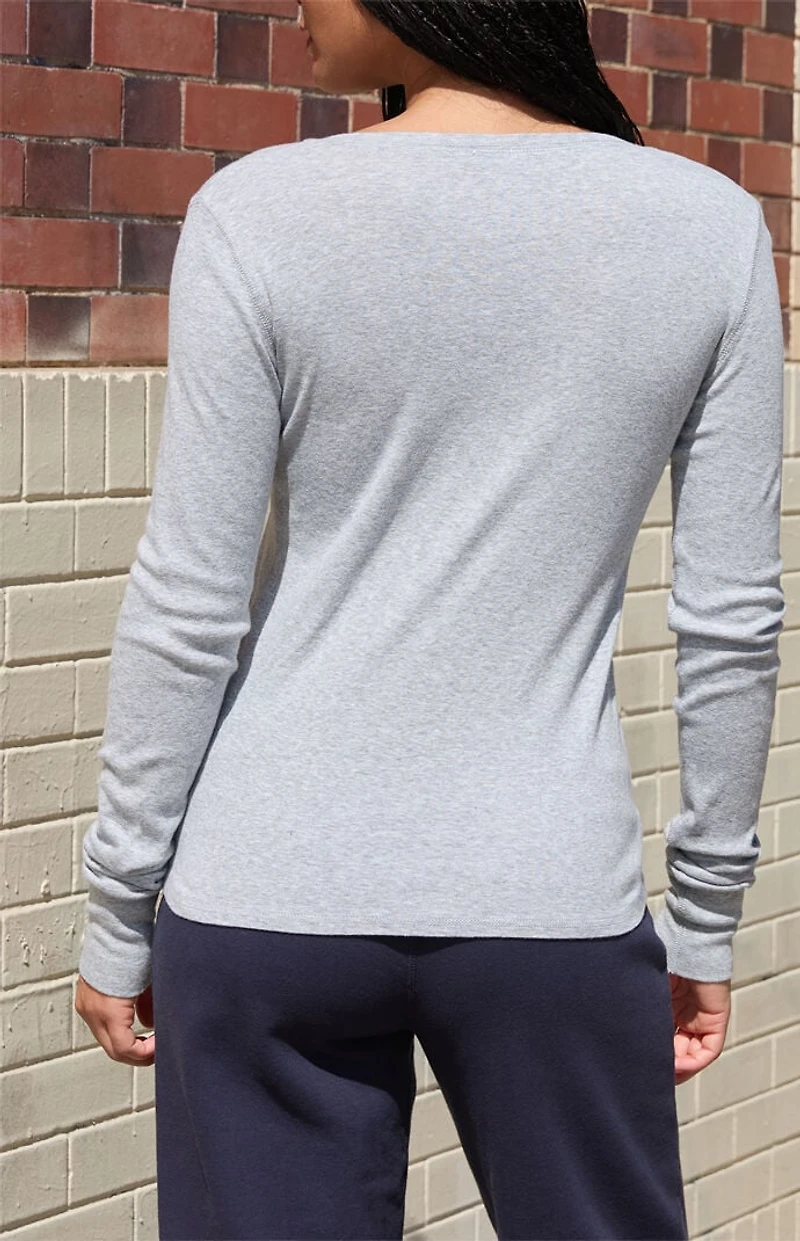 John Galt Silver Long Sleeve Henley Top
