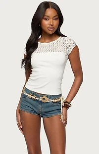 Edikted Camile Lacey Ribbed Top