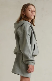 Fear of God ESSENTIALS Kids Concrete Heather Full Zip Fleece Hoodie