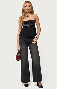 Edikted Alease Stud & Grommet Strapless Top