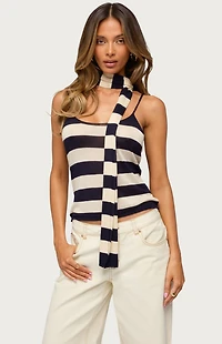 Edikted Striped Two Piece Scarf Tank Top