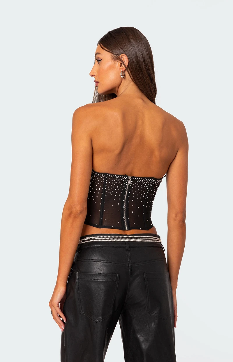 Edikted Sheer Rhinestone Corset
