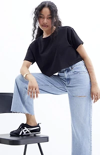 Pacsun Nora Light Indigo Ripped Cropped Wide Leg Jeans