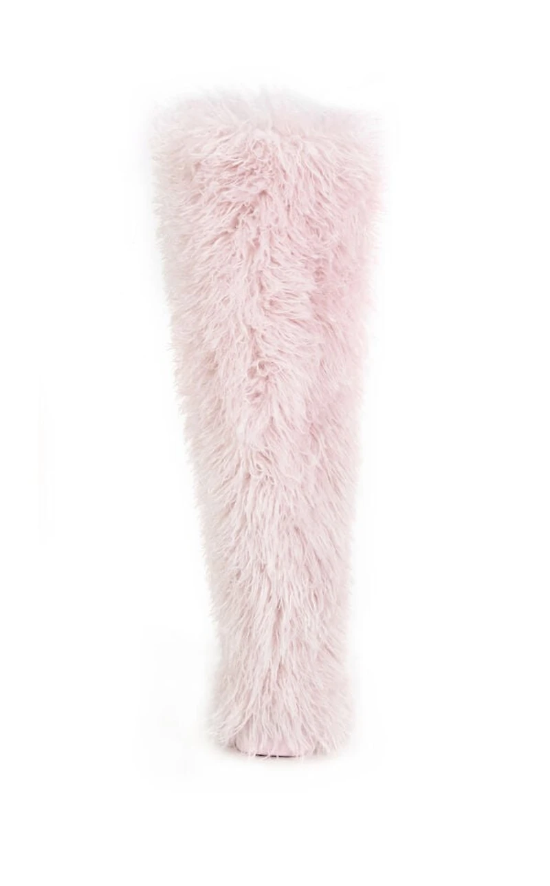 AZALEA WANG Women's Templeton Pink Shaggy Faux Fur Boots