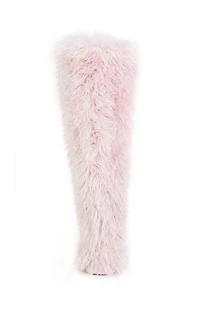 AZALEA WANG Women's Templeton Pink Shaggy Faux Fur Boots