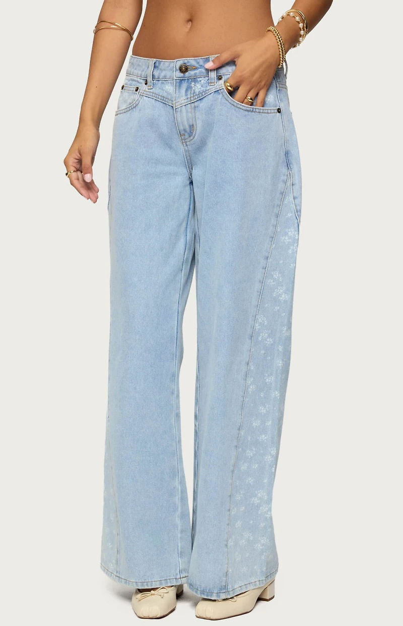 Edikted Floral Split Low Rise Jeans