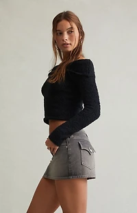 Pacsun Gray Low Rise Denim Micro Mini Skirt