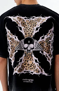 No Tomorrow x Civil Active Leopard Iron Skull Ripped Oversized T-Shirt