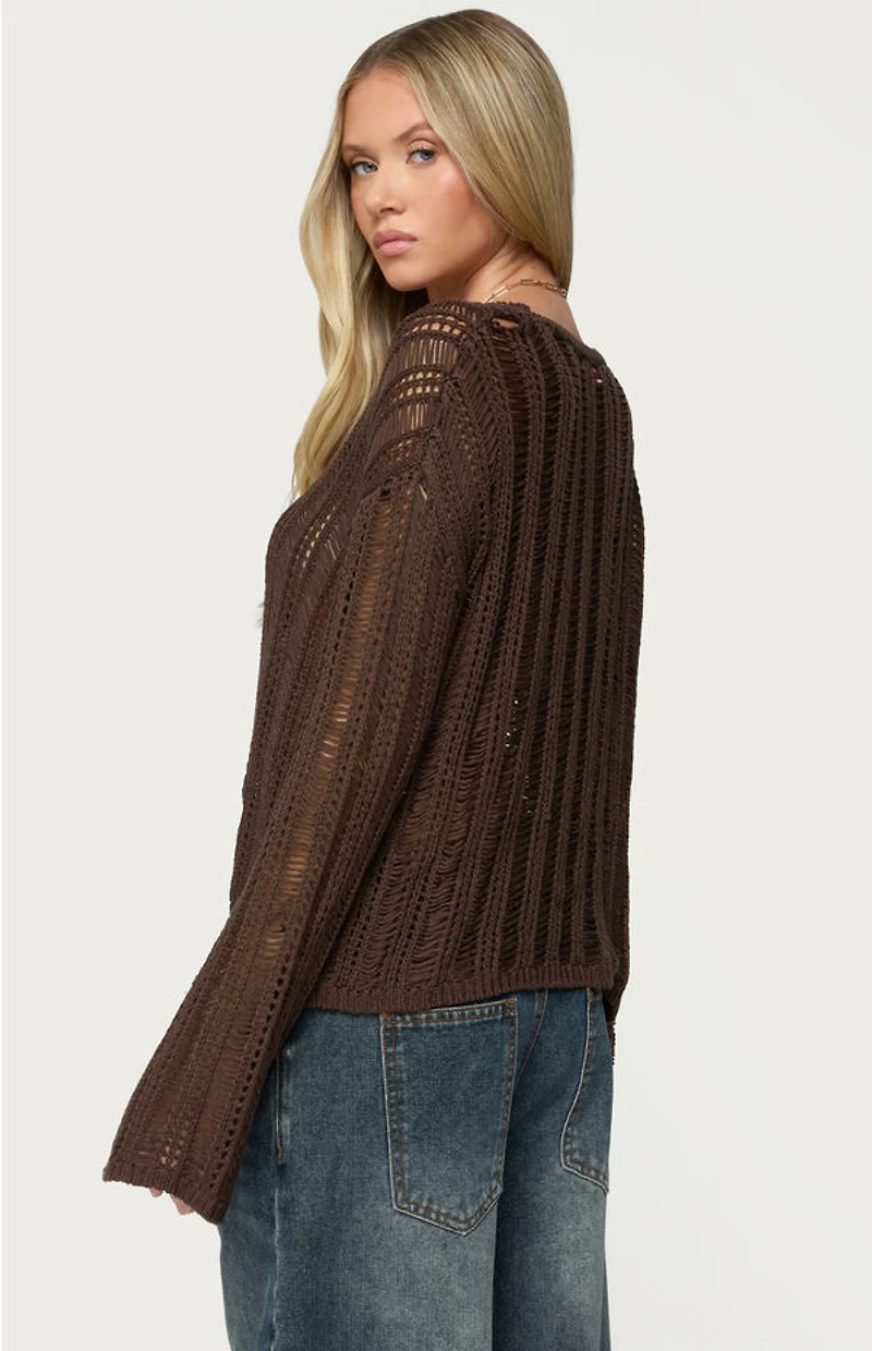 Edikted Jaide Sheer Ladder Knit Sweater