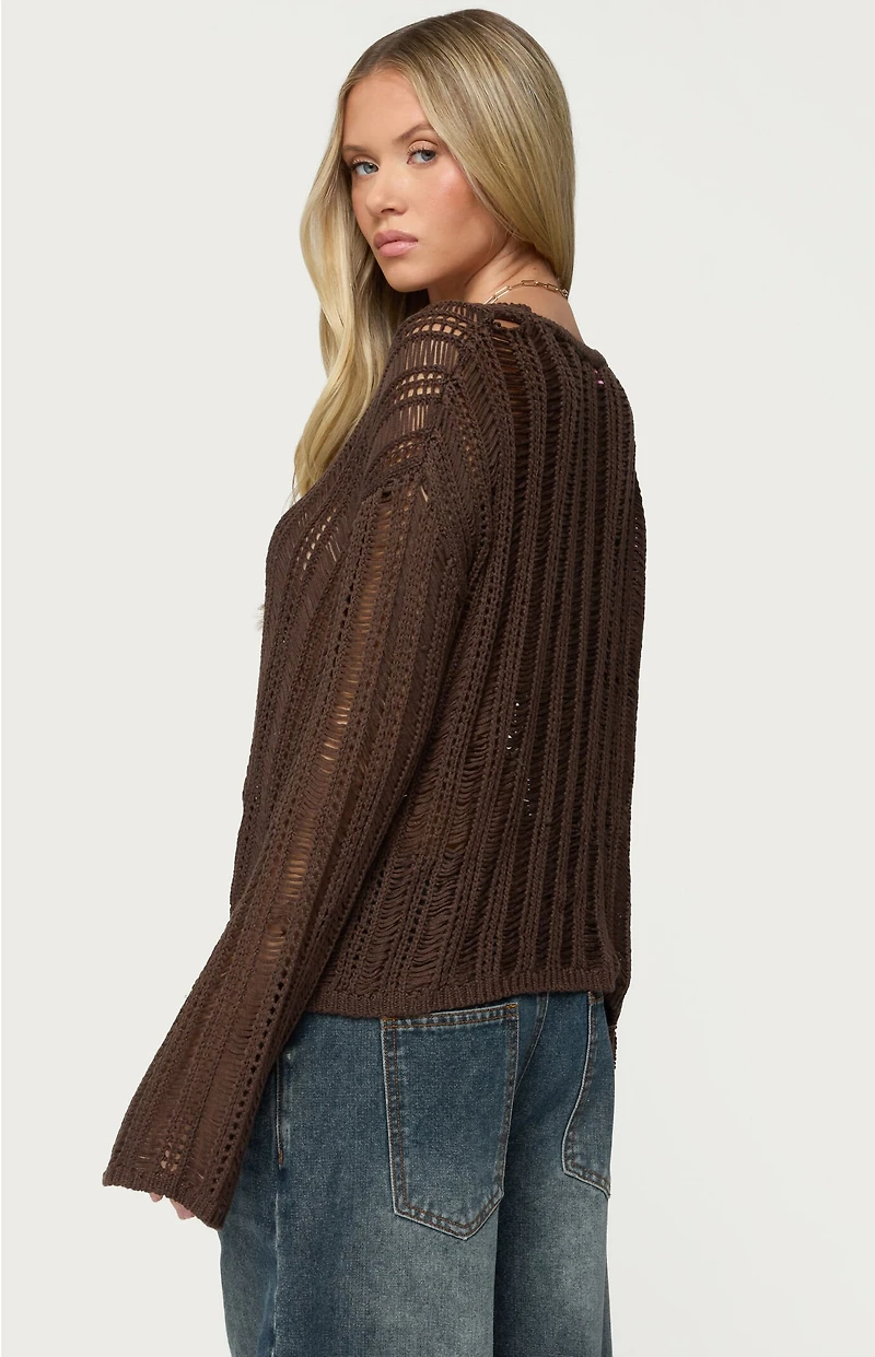 Edikted Jaide Sheer Ladder Knit Sweater
