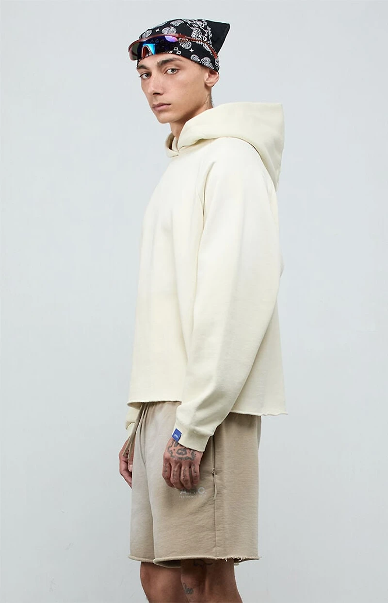 A.R.C. Light Gray Vintage Wash Heavyweight Raglan Cutoff Oversized Fleece Hoodie