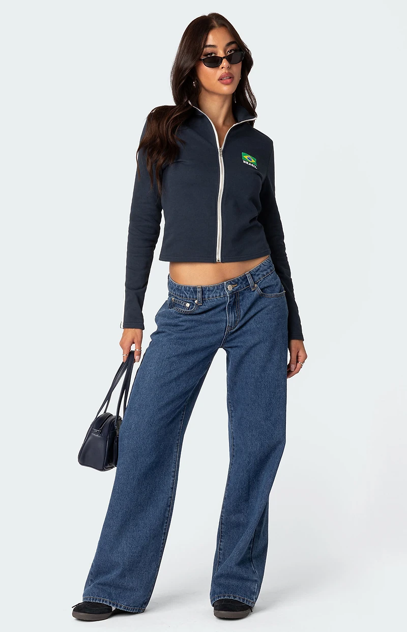 Edikted Brasil Zip Up Sweatshirt