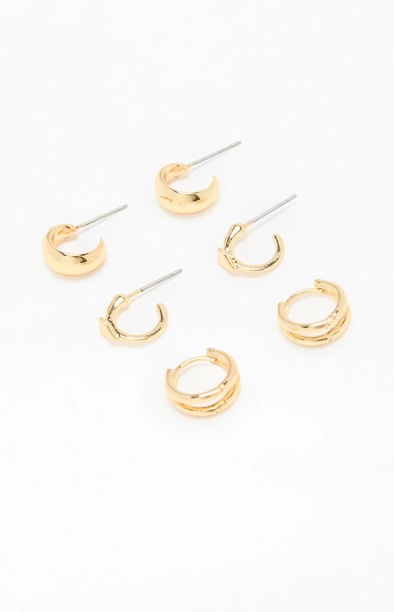 LA Hearts 3 Pack Delicate Hoop Earrings