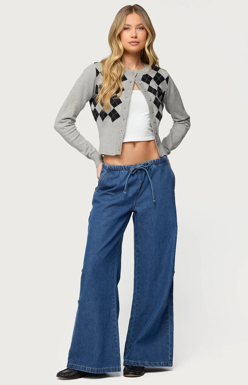 Edikted Vicky Tie Waist Low Rise Baggy Jeans