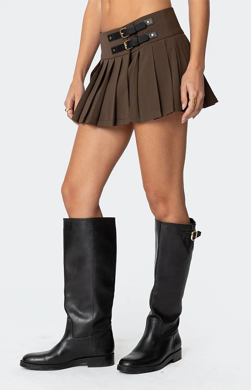 Edikted Polina Double Belt Pleated Mini Skirt