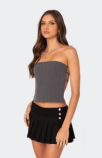 Edikted Pinstripe Open Back Strapless Top