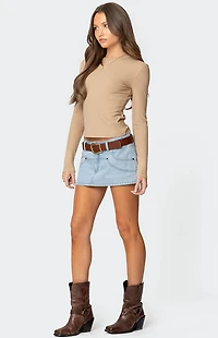 Edikted Stitched Up Denim Mini Skort
