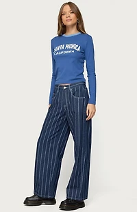 Edikted Kyler Pinstripe Low Rise Jeans