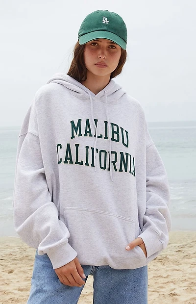 John Galt Silver Malibu Embroidered Oversized Hoodie