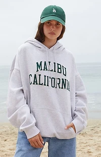 John Galt Silver Malibu Embroidered Oversized Hoodie