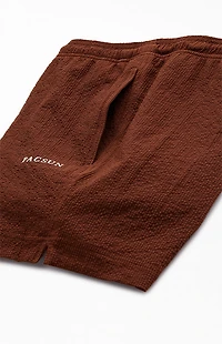 Pacsun Brown Sail Seersucker 4.5" Swim Trunks