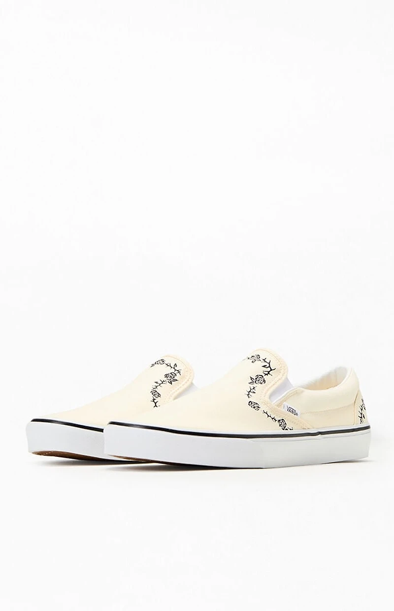 Vans Rose & Thorn Embroidered Classic Slip-On Shoes