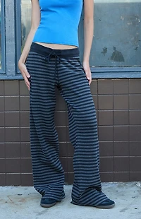 John Galt Dark Gray Hilary Striped Yoga Baggy Sweatpants