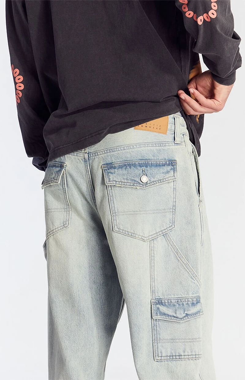 Pacsun Dylan Baggy Jeans Cargo Carpenter Light Indigo