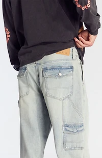 Pacsun Dylan Baggy Jeans Cargo Carpenter Light Indigo