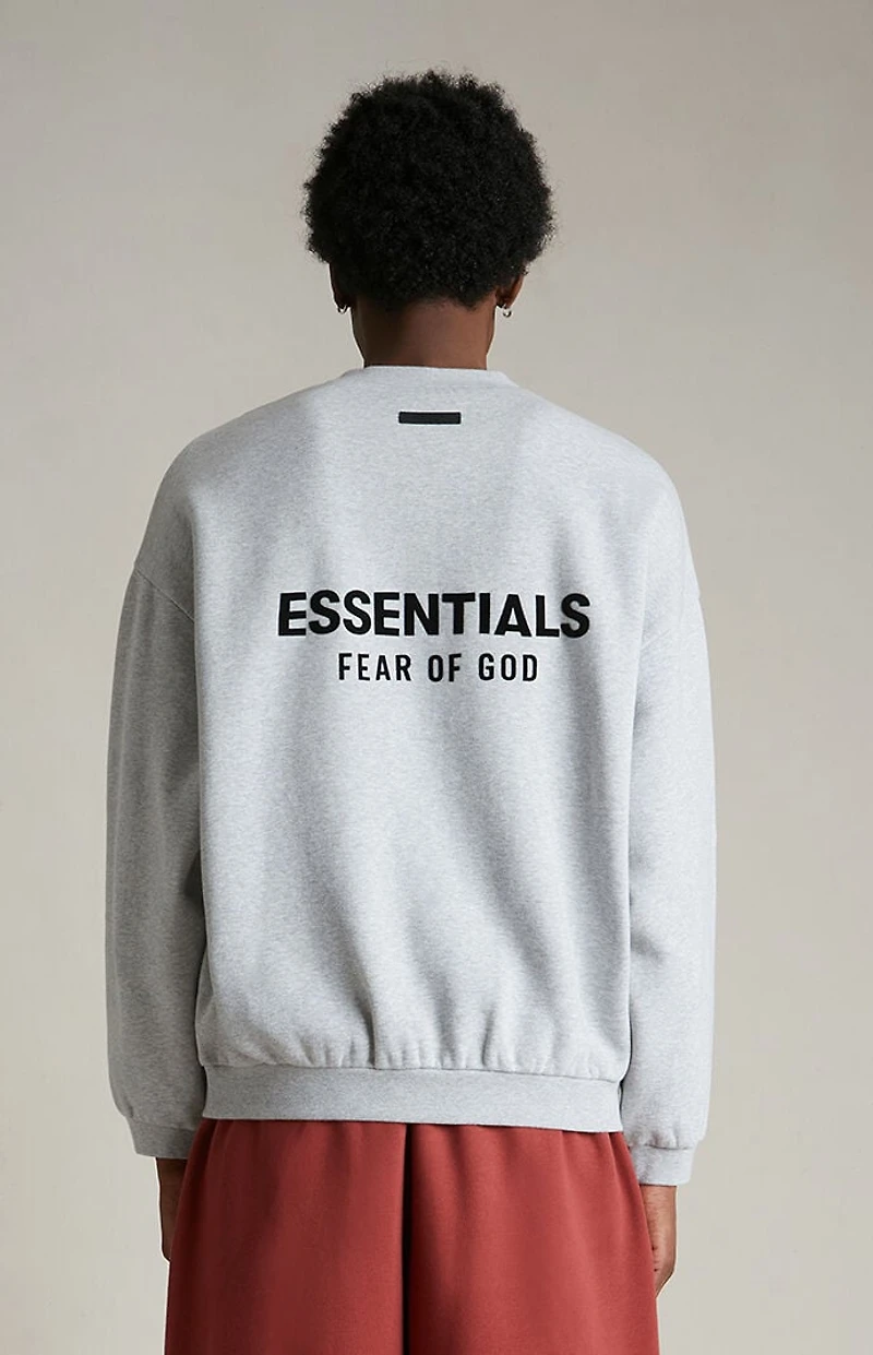 Fear of God ESSENTIALS Light Heather Grey Fleece Crew Neck Sweatshirt