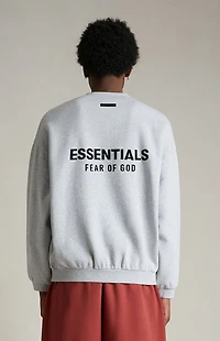 Fear of God ESSENTIALS Light Heather Grey Fleece Crew Neck Sweatshirt