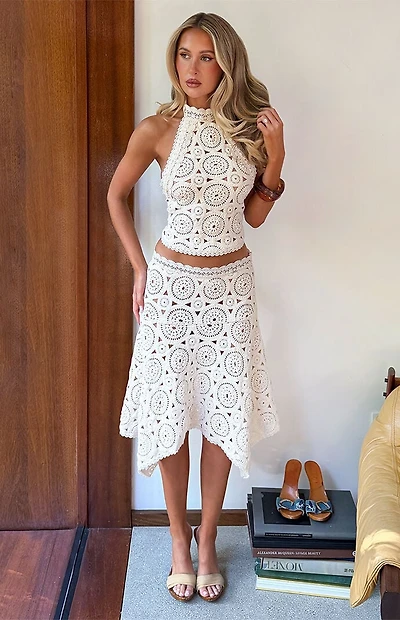 Tiger Mist Synthia Crochet Midi Skirt