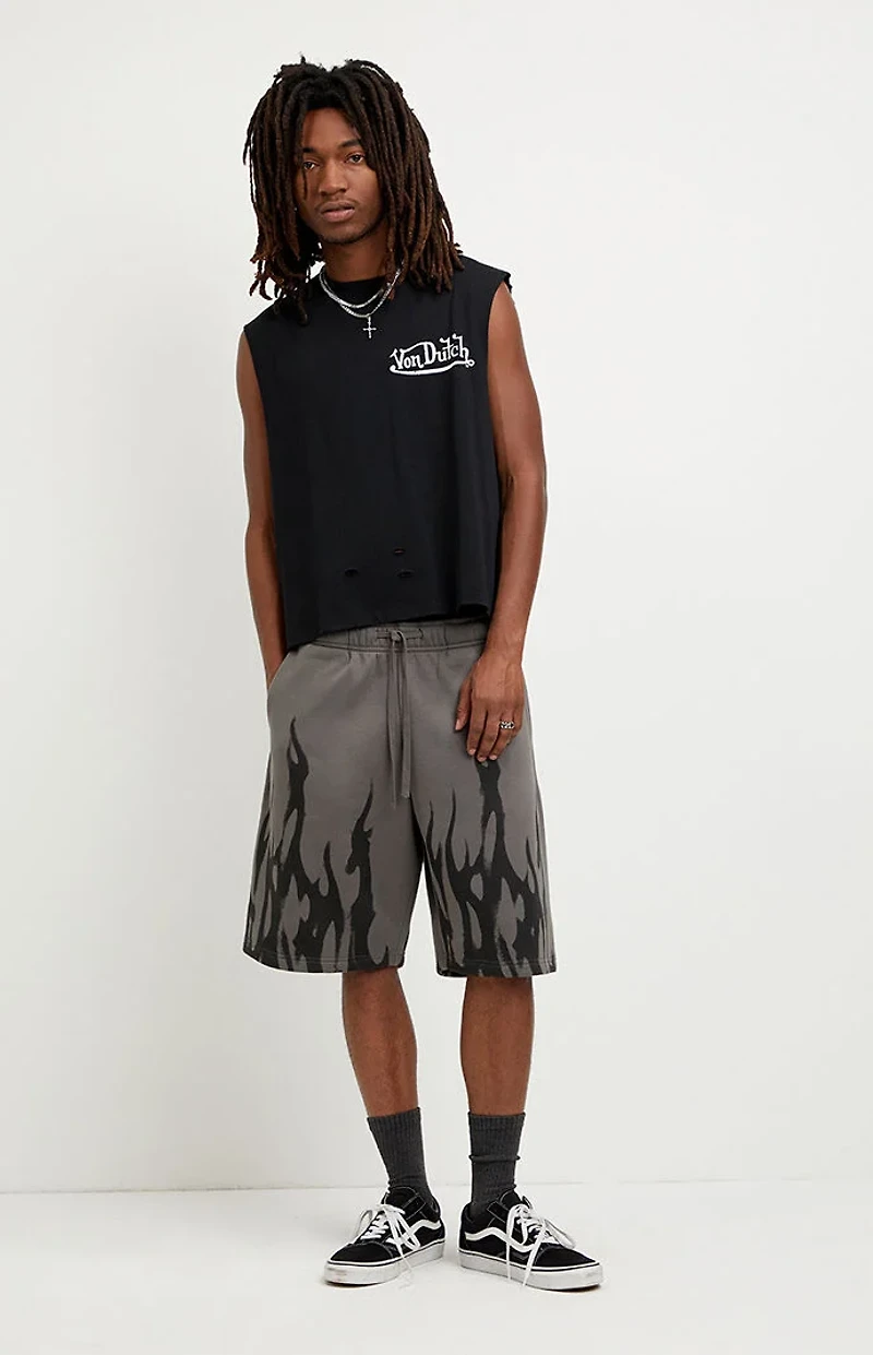 Pacsun Flame Fleece Baggy Sweat Shorts