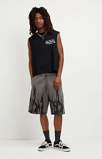 Pacsun Flame Fleece Baggy Sweat Shorts