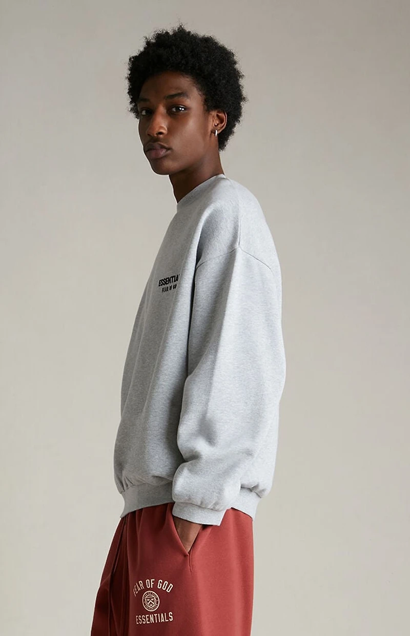 Fear of God ESSENTIALS Light Heather Grey Fleece Crew Neck Sweatshirt
